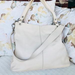 Valentina Italian Leather Tote in Cream